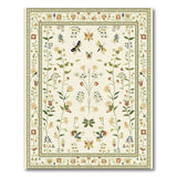 Vintage Floral Butterfly Cream Area Rug