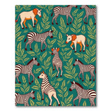 Whimsical Zebra Leaf Teal Area Rug