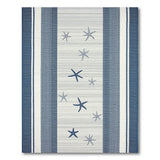 Blue and Teal Navy Starfish Striped Coastal Area Rug