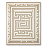 Beige and Neutral Beige Greek Key Geometric Area Rug
