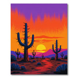 Fiery Cactus Sunset Desert Area Rug
