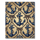 Nautical Navy Anchor Rope Pattern Area Rug