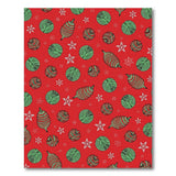 Festive Red Holiday Ornament and Leaf Pattern Area Rug