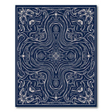 Navy Floral Swirl Area Rug