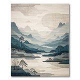 Teal Misty Mountain Landscape Area Rug