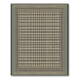 Black Beige Checkered Area Rug with Tribal Borders