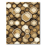 Modern Brown Tan Hexagon Geometric Area Rug
