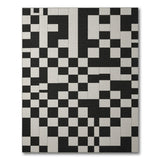Modern Black White Geometric Grid Area Rug