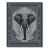 Tribal Elephant Head Black White Area Rug