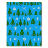 Festive Green Christmas Trees Snowflakes Blue Area Rug