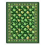 Green Lucky Shamrock Clover Area Rug in Green Gold