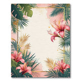 ODIKA Washable Tropical Floral Area Rug - Pink and Green Low Pile Palm Leaf Design