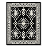 Black White Heritage Tribal Geometric Black and White Area Rug