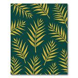 Golden Fern Leaves Emerald Green Area Rug