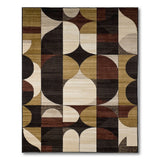Modern Geometric Abstract Area Rug in Gold Black Beige
