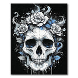White Rose Crown Skull Area Rug