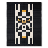 Black and White Black White Geometric Abstract Area Rug