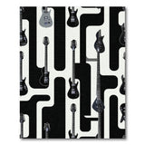 Electric Guitar Silhouettes Black White Area Rug