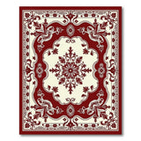 Ornate Red Ivory Persian Medallion Rug