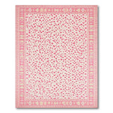 Pink Dalmatian Spot Area Rug with Floral Border