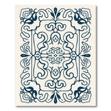 Ornate Navy Floral Border Area Rug