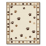 Beige Scattered Dog Paw Prints Area Rug
