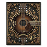 ODIKA Washable Vintage Acoustic Guitar Area Rug - Low Pile Non-Slip Music Theme Decor