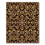 Opulent Gold Damask Floral Area Rug