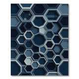 Layered Navy Blue Hexagon 3D Area Rug