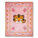Adorable Pink Tiger Cartoon Area Rug