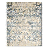 Navy Blue Geometric Distressed Tribal Area Rug