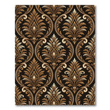 Luxurious Gold Damask Black Area Rug