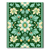 Emerald Green Yellow Blossom Floral Vintage Area Rug