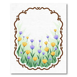 Ornate Yellow Purple Floral Frame Area Rug