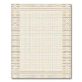 Cream Plaid Area Rug with Tan Geometric Borders