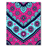 Vibrant Pink Teal Boho Floral Area Rug