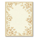 Elegant Beige Peony Floral Border Rug