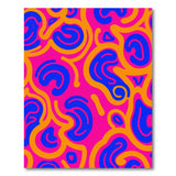 Vibrant Pink Abstract Wave Area Rug with Blue Orange