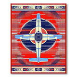 Red Southwestern Airplane Area Rug