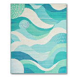 Coastal Waves Blue Teal Area Rug