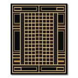 Bold Framed Geometric Grid Brown Tan Rug