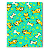 Playful Cartoon Cats Bones Teal Area Rug