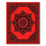 Vibrant Red Mandala Area Rug with Black Ornate Border