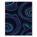 Blue Teal Abstract Contour Wave Area Rug