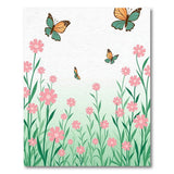 Whimsical Pink Flowers and Butterflies Area Rug
