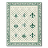 Green Fleur-de-Lis Ornate Area Rug
