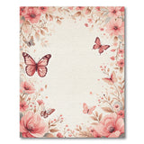 Blush Pink Peony Butterfly Area Rug