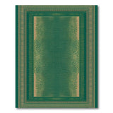 Emerald Green Crocodile Texture Area Rug with Gold Frame