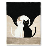 Yin-Yang Black White Cats Area Rug