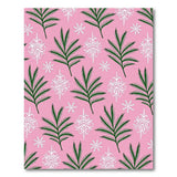 Pink Fern Fronds Snowflake Holiday Rug